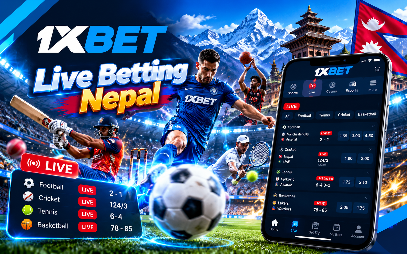 1xBet Live Betting Nepal